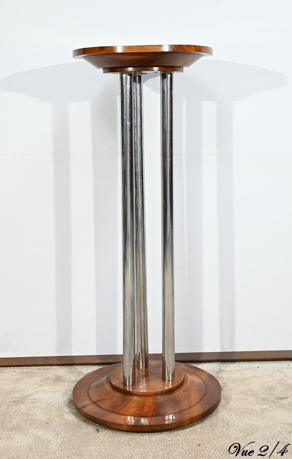 Bolster in Walnut and Chromed Metal, Art Deco – 1930