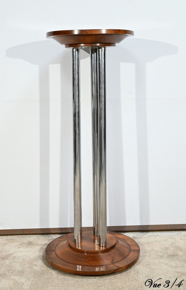 Bolster in Walnut and Chromed Metal, Art Deco – 1930