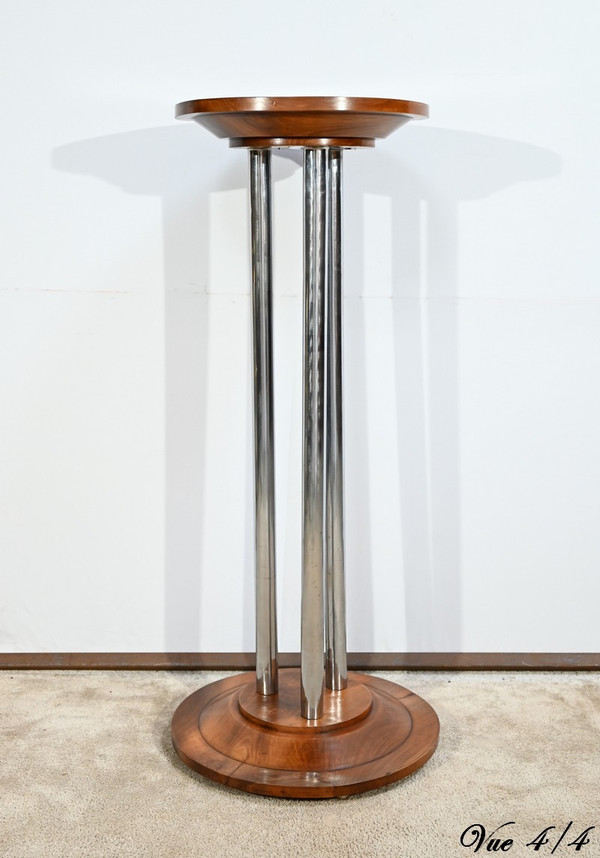 Bolster in Walnut and Chromed Metal, Art Deco – 1930