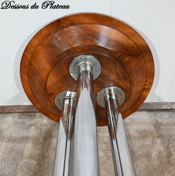 Bolster in Walnut and Chromed Metal, Art Deco – 1930