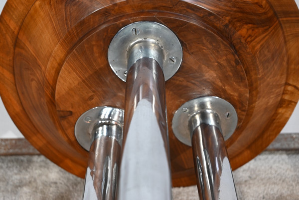 Bolster in Walnut and Chromed Metal, Art Deco – 1930