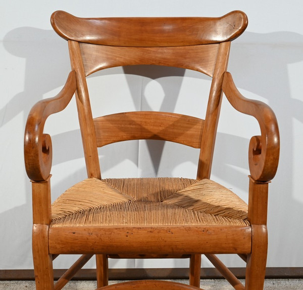 Paire de Fauteuils de Propriété en Merisier Massif, époque Restauration – 1ère Partie XIXe