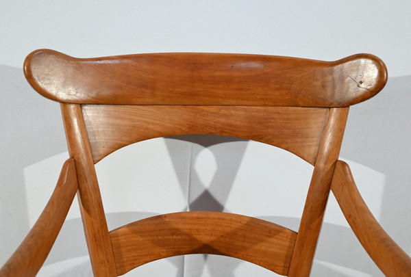 Paire de Fauteuils de Propriété en Merisier Massif, époque Restauration – 1ère Partie XIXe