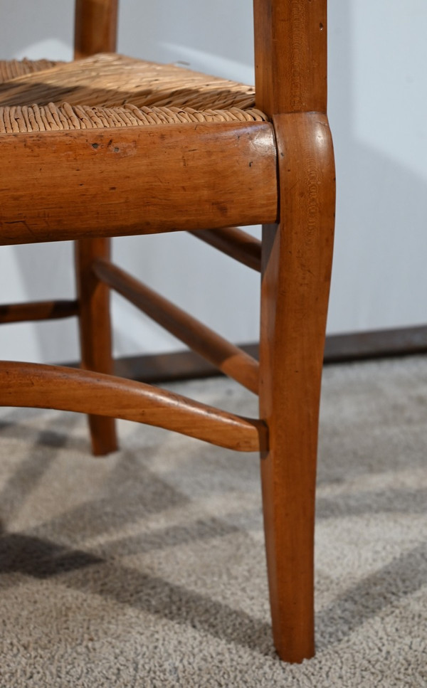 Paire de Fauteuils de Propriété en Merisier Massif, époque Restauration – 1ère Partie XIXe