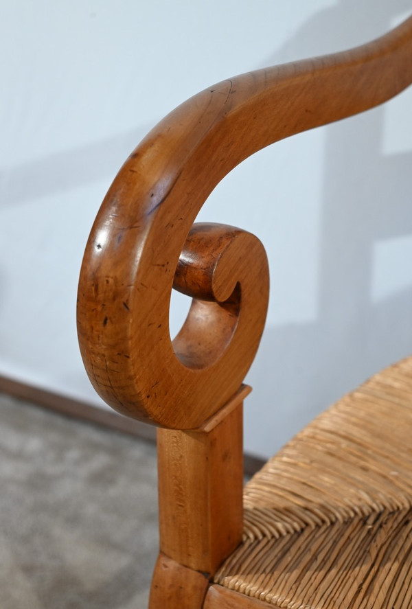 Paire de Fauteuils de Propriété en Merisier Massif, époque Restauration – 1ère Partie XIXe