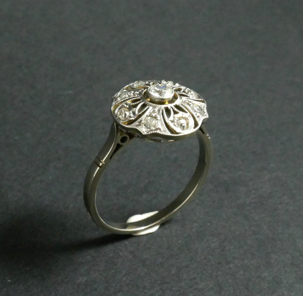 Ring Blume Diamanten, Gold Und Platin.