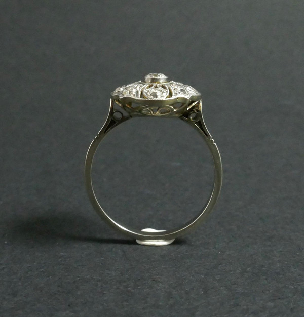 Ring Blume Diamanten, Gold Und Platin.