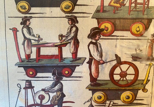 18th century colored catalog paper from toy dealer automata to draw