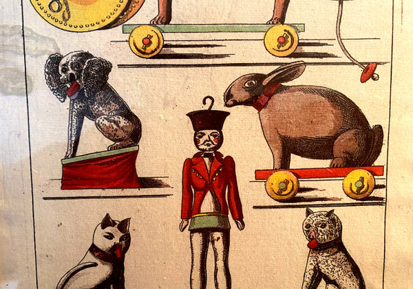 18th century colored catalog paper from toy dealer automata to draw