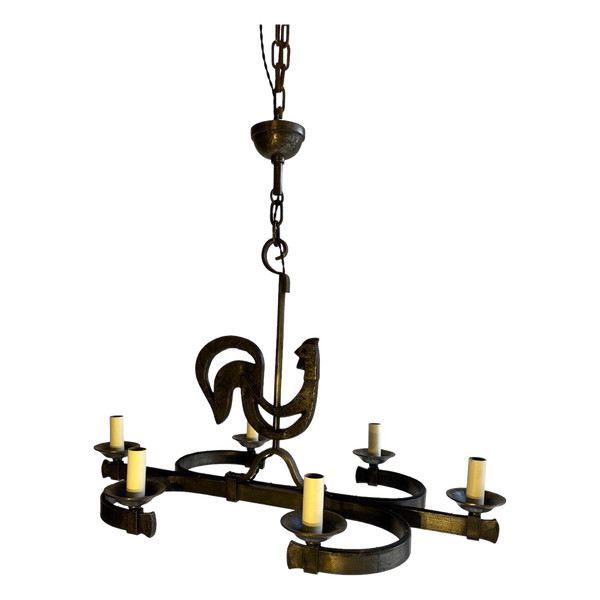 Coq Ovale Chandelier In The Taste Of Jean Touret / Marolles