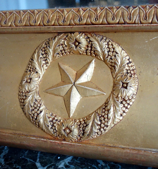 Important Empire Mirror In Golden Wood From The Charles X Period With Mercury Glass - 195x128cm
