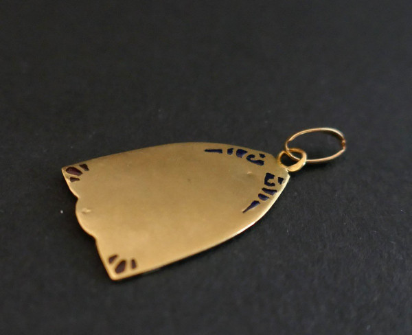 Médaille Art Nouveau Plique à Jour Signée J.holy, Or 18 Carats.
