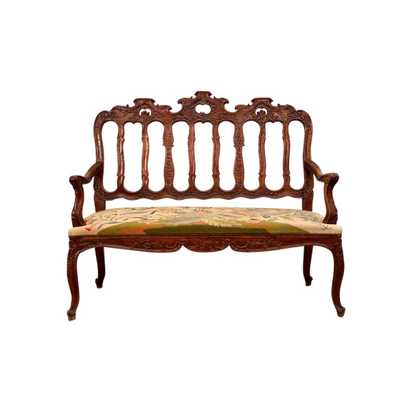 Panca in legno modellato e intagliato del periodo Regency, 1720 circa