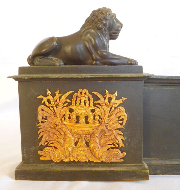 Antique Bronze Empire Mantelpiece With Lions - early 19th century