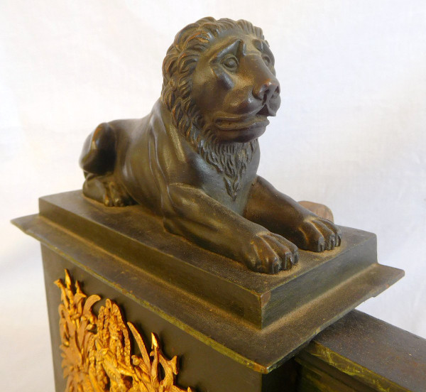 Antique Bronze Empire Mantelpiece With Lions - early 19th century