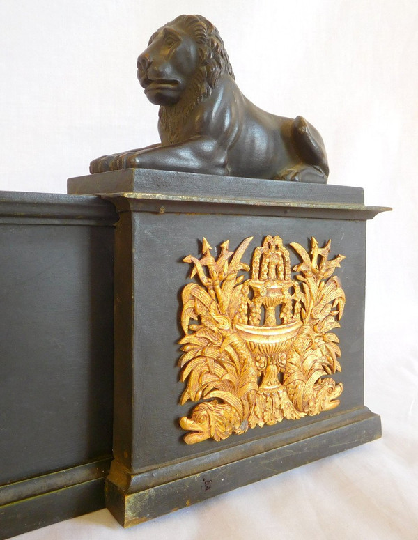 Antique Bronze Empire Mantelpiece With Lions - early 19th century