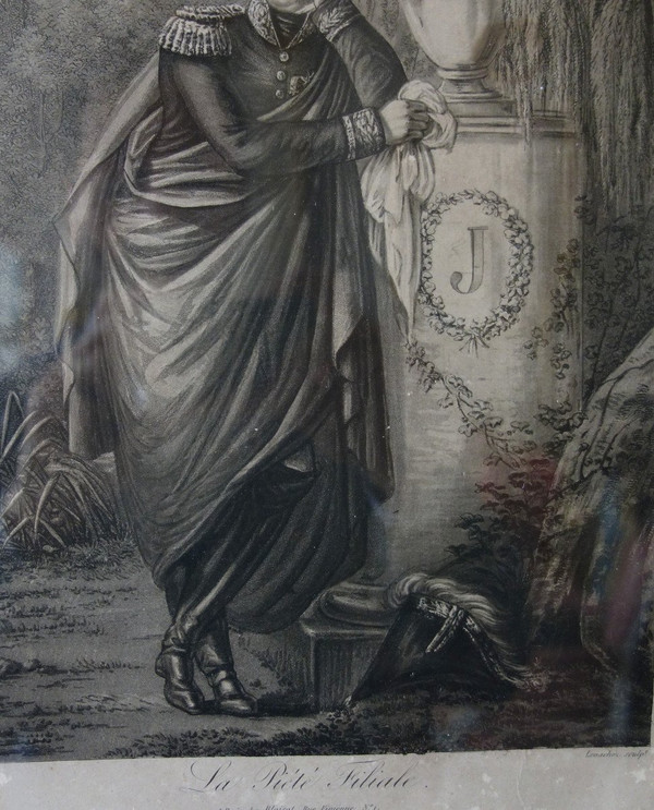 Le Prince Eugène De Beauharnais Pleurant Josephine, La Piété Familiale - Empire Engraving