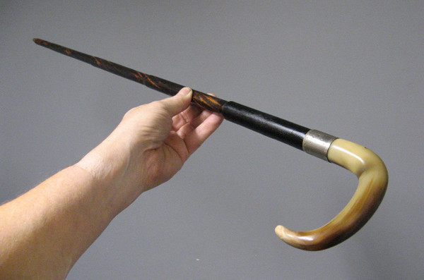 19th Century Horn Pommel Rifle Cane.