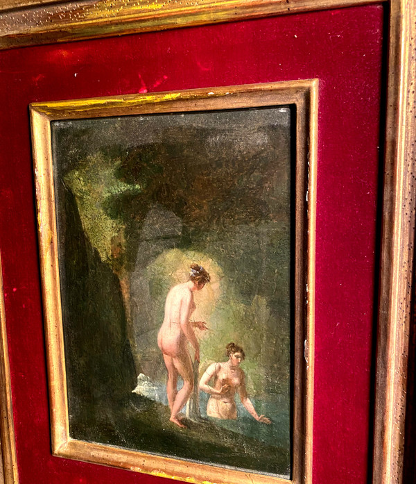 The Bathers Oil/wood follower of Jacques Antoine Vallin 18th century