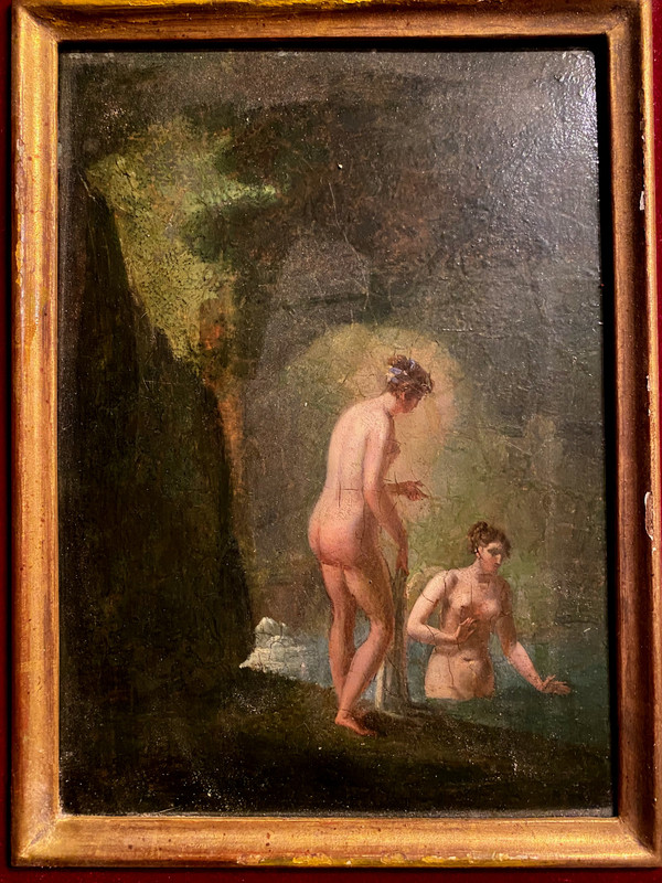 The Bathers Oil/wood follower of Jacques Antoine Vallin 18th century