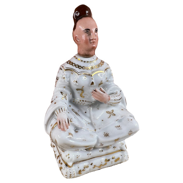 Figurina di bottiglia di profumo o sale con decorazione cinese in porcellana di Parigi