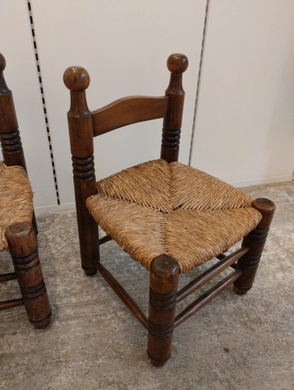 Pair Of Chairs - Brutalist - Dlg By Charles Dudouyt - C. 1940.