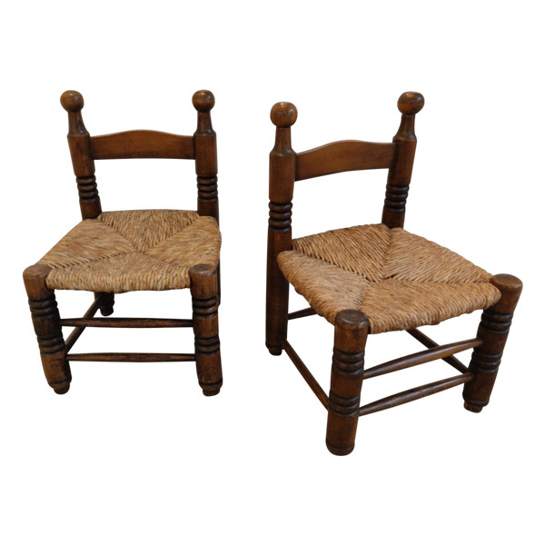 Pair Of Chairs - Brutalist - Dlg By Charles Dudouyt - C. 1940.