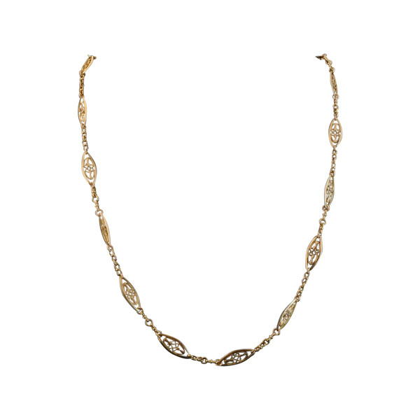 Collier Maille Filigrane En Or Jaune 18 Carats.