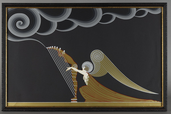 L'ANGE À LA HARPE, COLOR LITHOGRAPH BY ERTÉ (1892-1990).