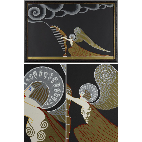 L'ANGE À LA HARPE, COLOR LITHOGRAPH BY ERTÉ (1892-1990).