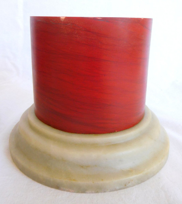 Pair Of Column Bases In Red Marble - Italian Work In Neoclassical Louis XVI Style