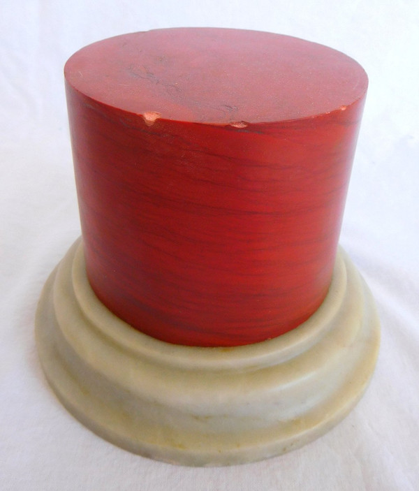 Pair Of Column Bases In Red Marble - Italian Work In Neoclassical Louis XVI Style