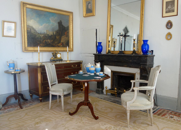 Table à jeu guéridon octogonal d'époque Directoire en acajou et ébène, fin XVIIIe siècle