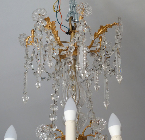 Baccarat - Large Chandelier In Gilt Bronze And Cut Crystal - 12 Lights - Napoleon III Period
