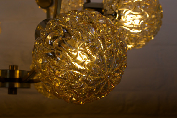 Lustre à globes ambrés style H. Tynell