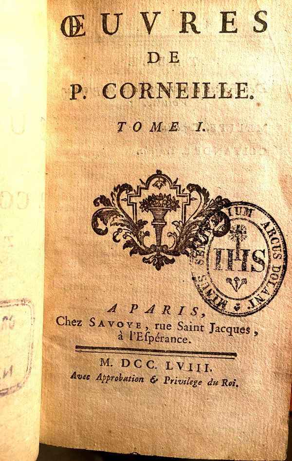  Rare complete set of 10 beautiful volumes with baroque bindings Works by P. Corneille. In Paris at Savoye 1758