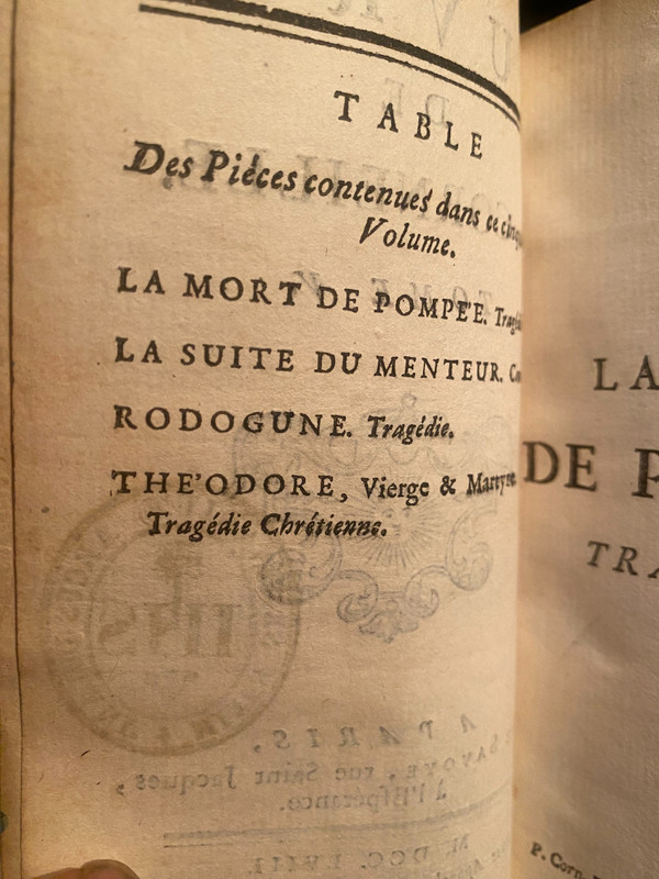  Rare complete set of 10 beautiful volumes with baroque bindings Works by P. Corneille. In Paris at Savoye 1758