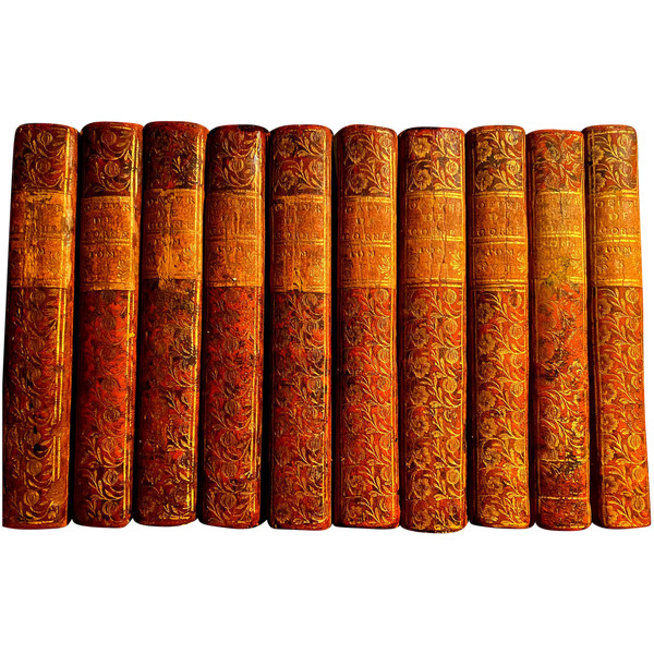  Rare complete set of 10 beautiful volumes with baroque bindings Works by P. Corneille. In Paris at Savoye 1758