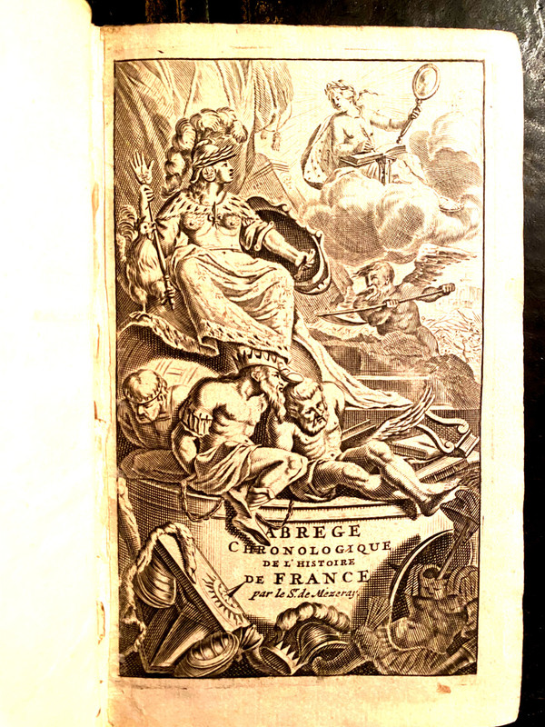Chronological summary of the History of France by François de Mézeray, in 5 beautiful volumes in vellum from the time in Amsterdam Henri Schelte 1701