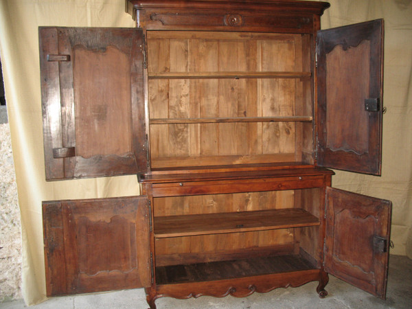 Credenza Charentes a due corpi in ciliegio massiccio, fine XVIII secolo, stile Luigi XV
