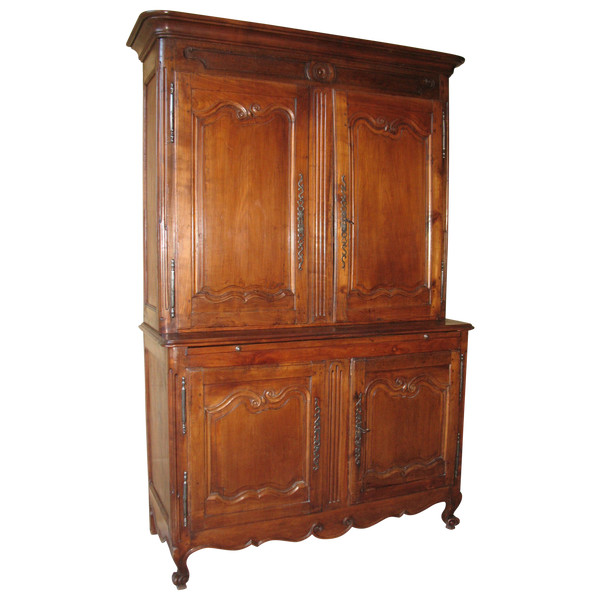 Credenza Charentes a due corpi in ciliegio massiccio, fine XVIII secolo, stile Luigi XV