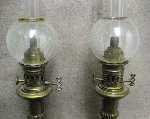 Paire De Lampes à Pétrole XIXe. Napoléon III. 