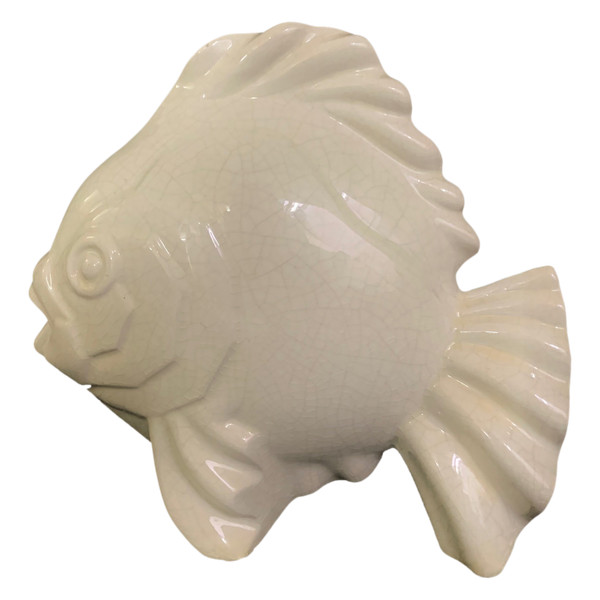 Geo Condé, poisson Art Déco en céramique craquelé.