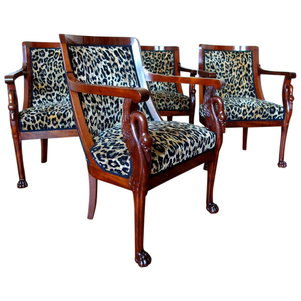 Mobilier De Salon, Suite De 4 Fauteuils Gondoles d'époque Consulat Par Jacob Frères