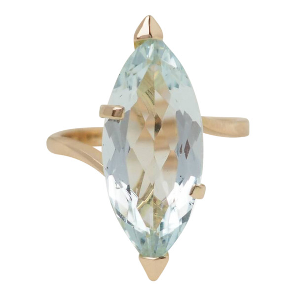 Anello vintage in oro giallo e acquamarina