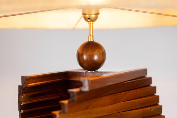Base lampada scultorea in legno. Anni '80