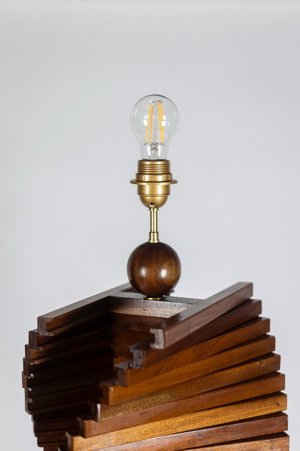 Base lampada scultorea in legno. Anni '80