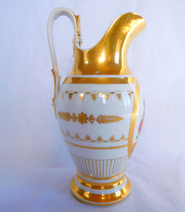 Lavabo De Toilette En Porcelaine De Paris : Aiguière & Son Bassin d'époque Empire Restauration