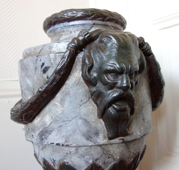 Large Covered Urn, ornamental vase in the Louis XVI style - Cast iron with Marble patina - 79cm