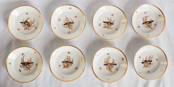 Directoire period Brussels Porcelain Coffee Service: 8 Bird Cups